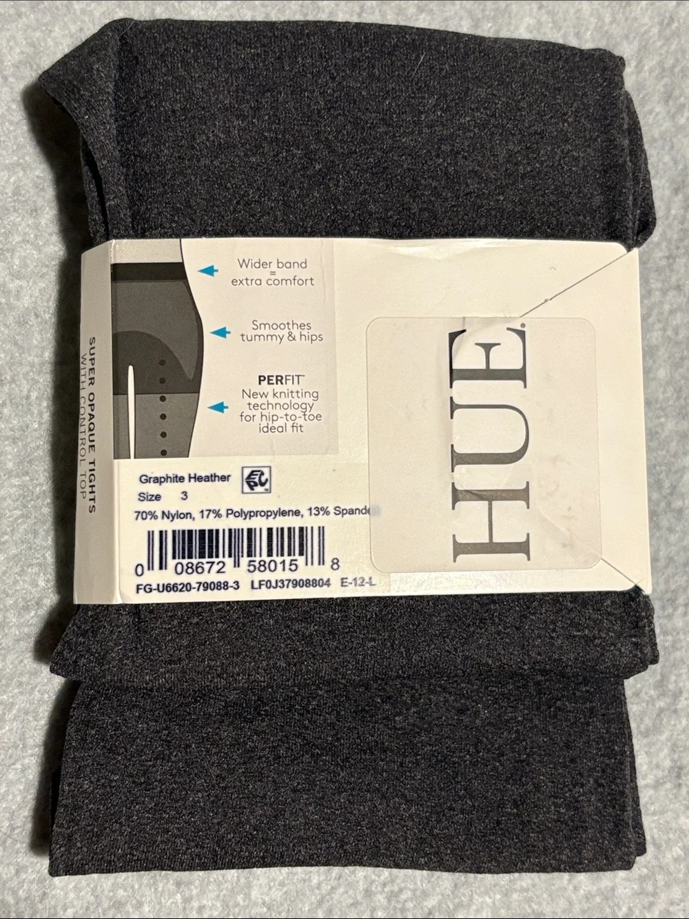 HUE Super Opaque Tights in Charcoal Gray